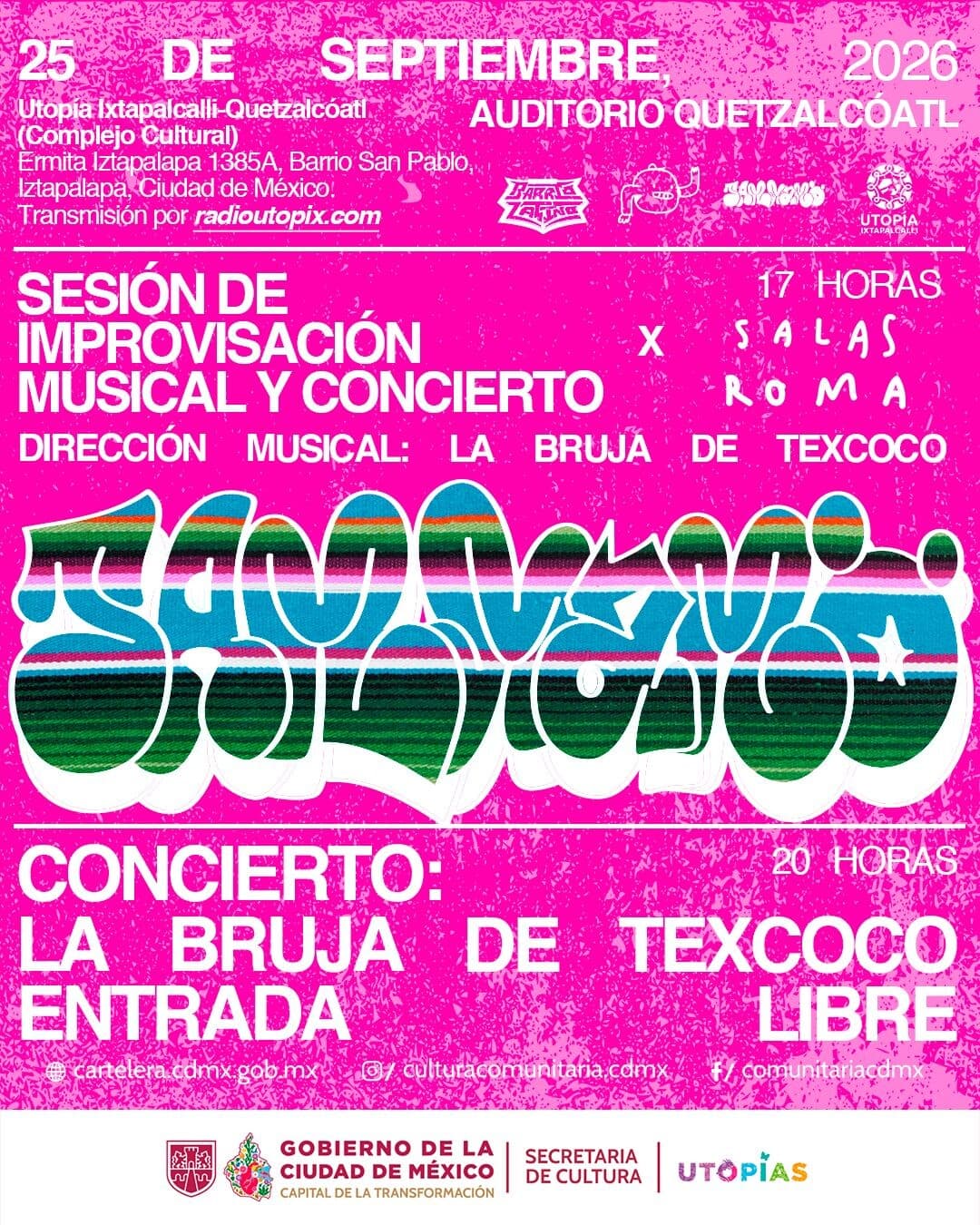 Festival Barrio Latino: música y arte joven gratis en UTOPÍA Ixtapalcalli