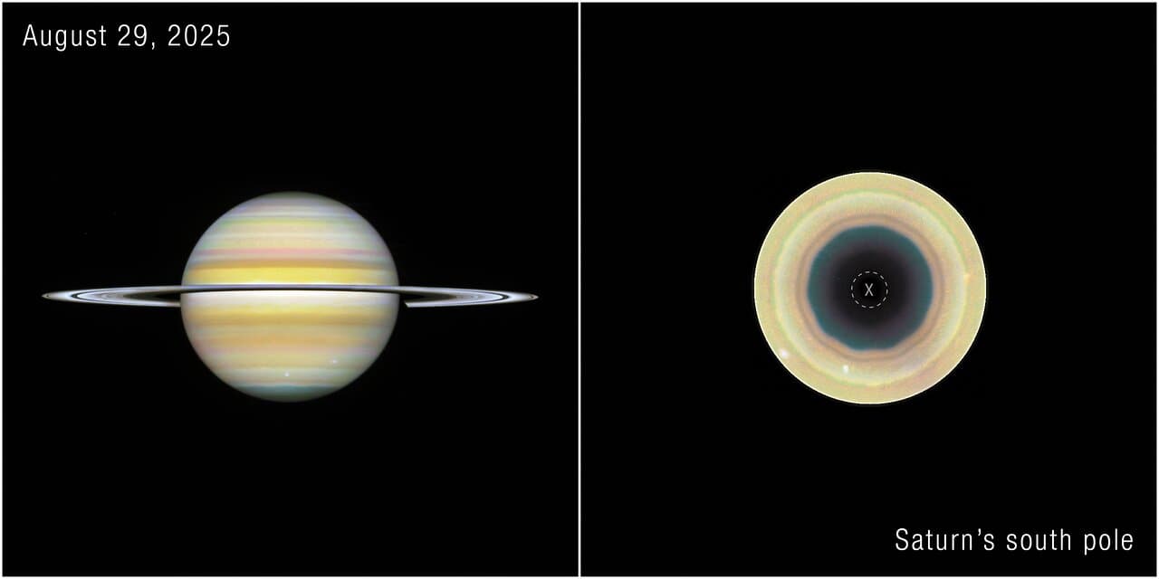 El Hubble sigue un decágono gigante que rodea el polo sur de Saturno