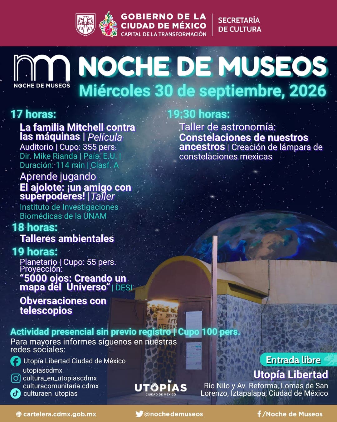 Noche de Museos: más de 70 recintos abren gratis este 30 de septiembre en la CDMX