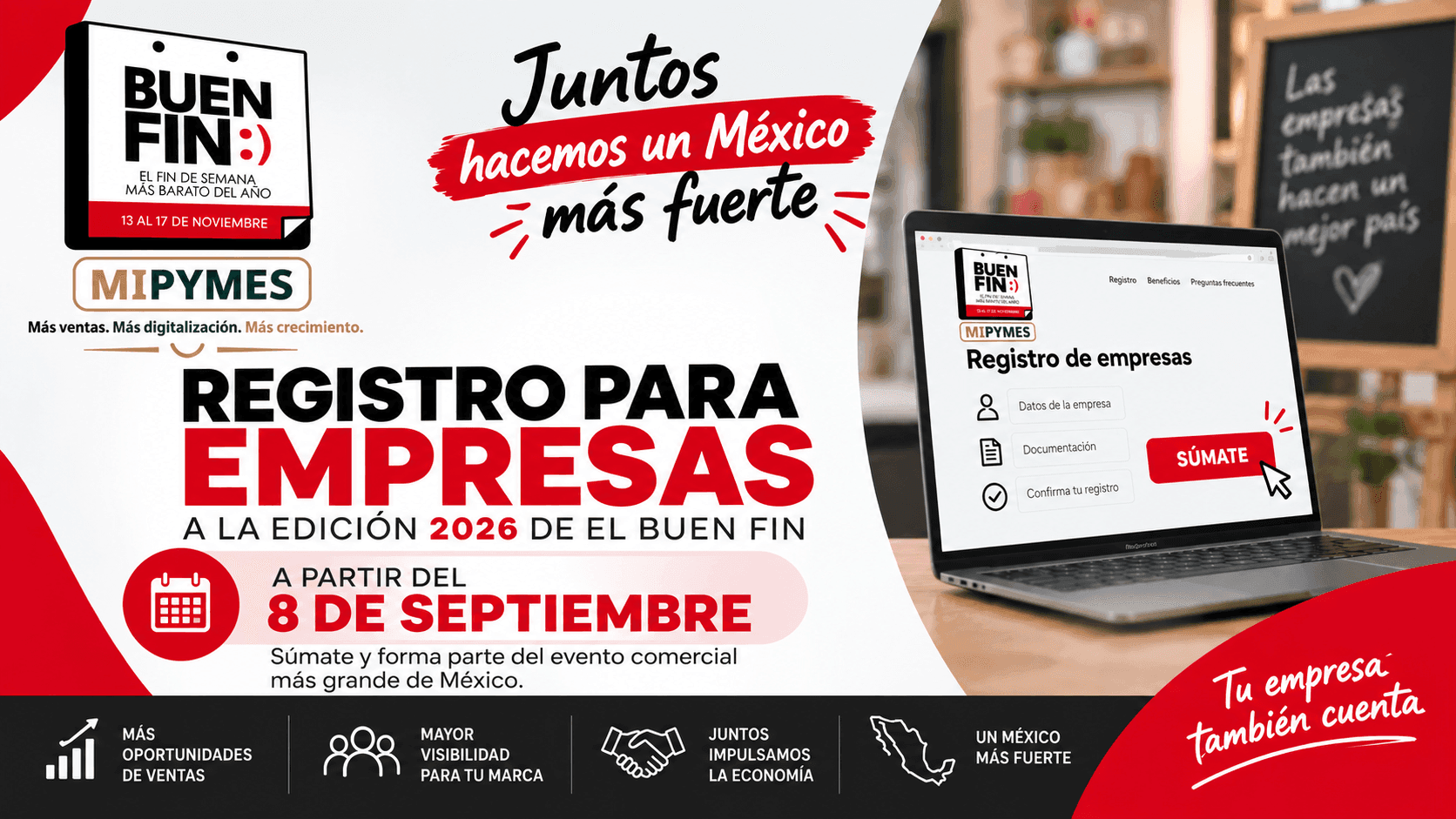 El Buen Fin 2026 ya abrió el registro gratuito de negocios para el 13 al 17 de noviembre