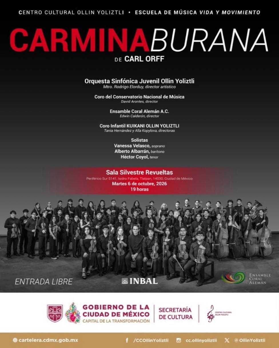 «Carmina Burana» se presenta gratis en la CDMX el 6 y 7 de octubre