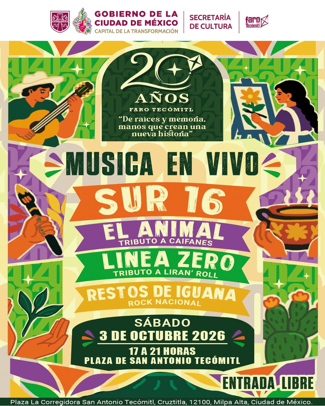 FARO Tecómitl celebra 20 años con dos días de fiesta gratis en Milpa Alta